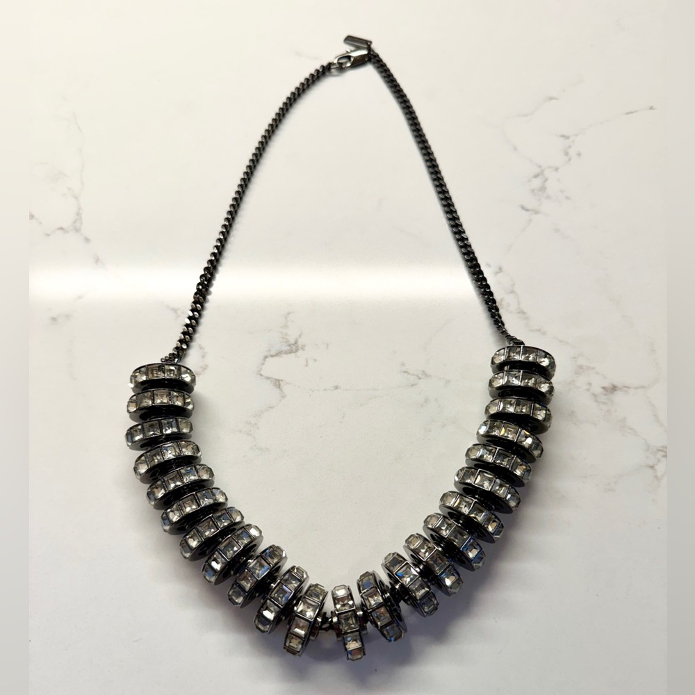 All Saints Black and Silver Statement Necklace